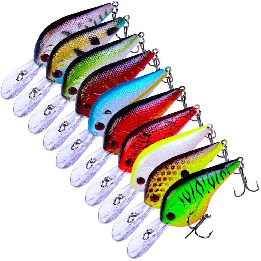 Leurres de pêche, 9,5 cm, 10,11 g, leurre de pêche artificiel, appât à manivelle rigide, avec crochet