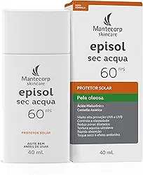 Mantecorp - Protetor Solar Episol Sec Acqua FPS 60 - Base Aquosa Ultraleve - Proteção e Controle da Oleosidade - 40ml