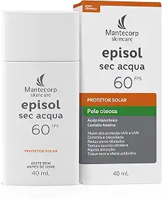 Mantecorp - Protetor Solar Episol Sec Acqua FPS 60 - Base Aquosa Ultraleve - Proteção e Controle da Oleosidade - 40ml