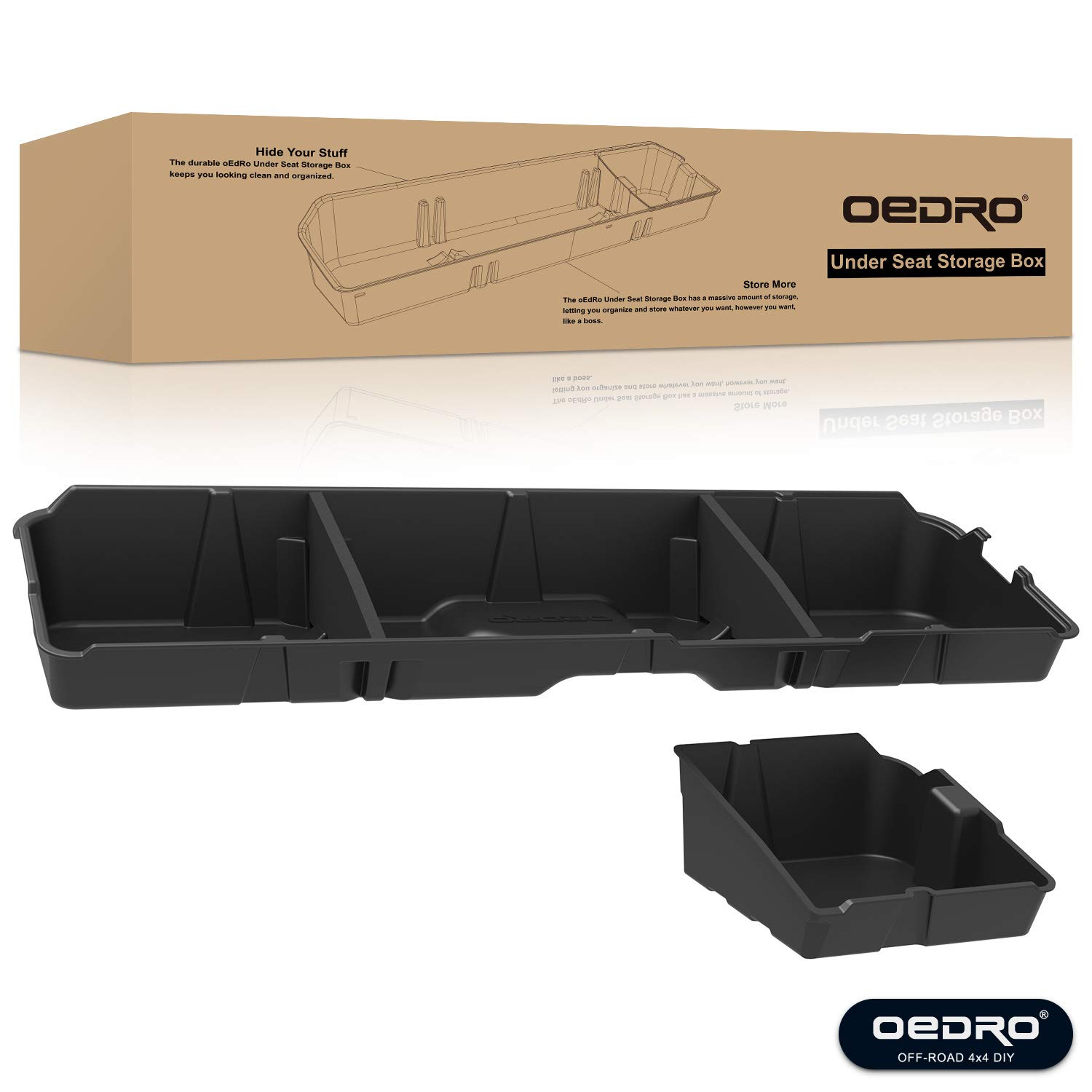 OEDRO Upgraded Rear Under Seat Storage Box Fit with Crew Cab 20072013