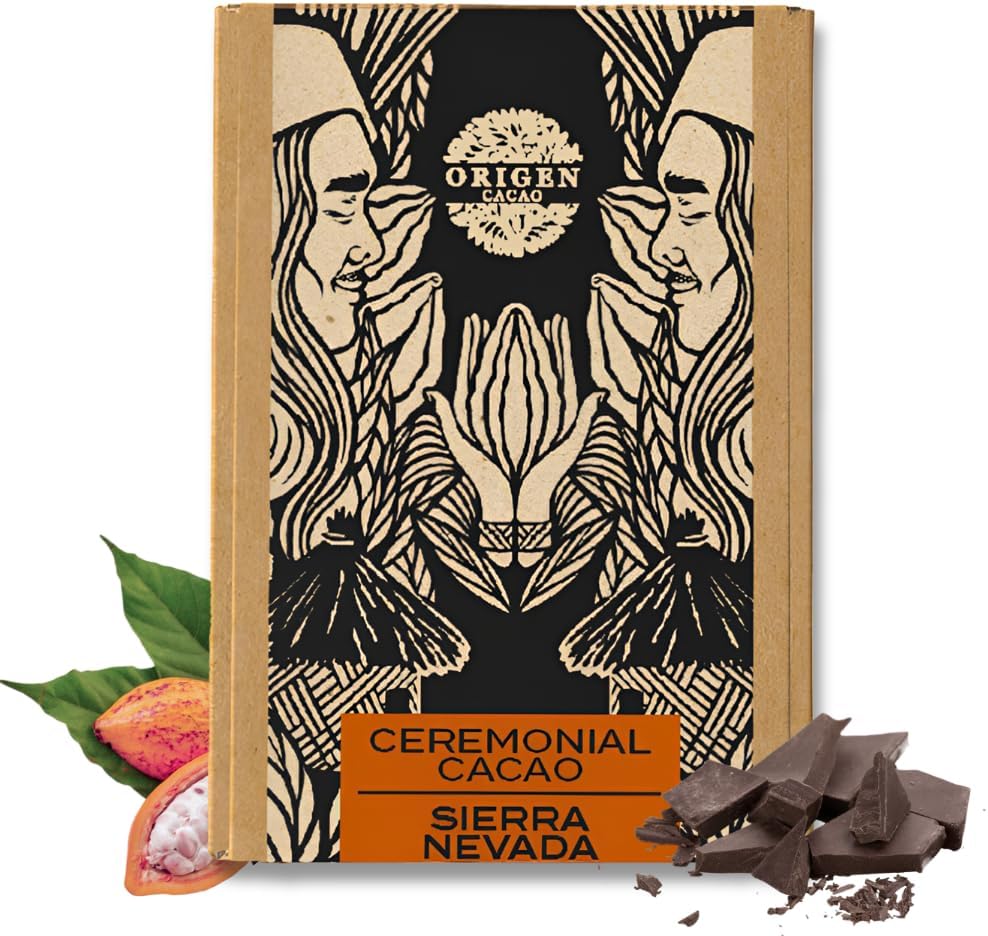 Origen Ceremonial Cacao – 100% Natural Ceremonial Grade Cacao – Unsweetened & Anti Oxidant Pure SuperFood – Indigenous Criollo from the Arhuaco Tribe – Vegan, Gluten-free – 16 oz, Block