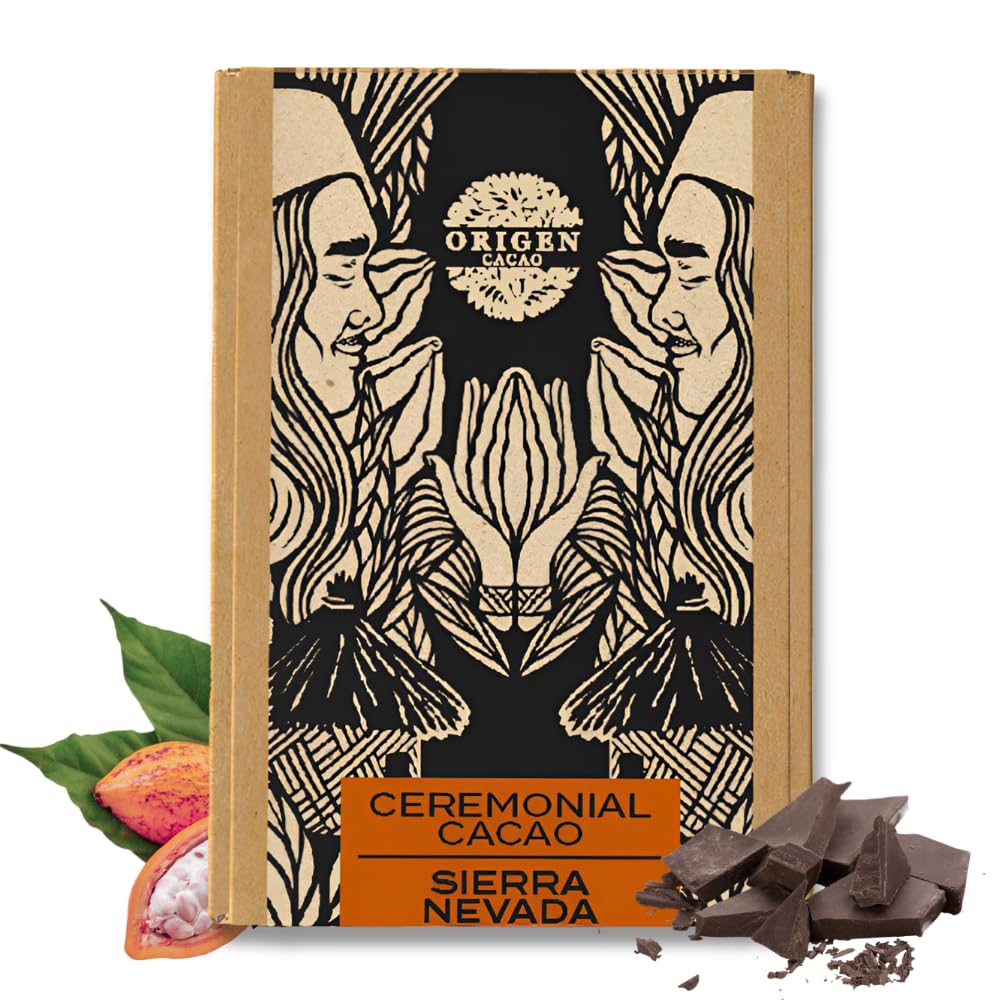 Origen Ceremonial Cacao – 100% Natural Ceremonial Grade Cacao – Unsweetened & Anti Oxidant Pure SuperFood – Indigenous Criollo from the Arhuaco Tribe – Vegan, Gluten-free – 16 oz, Block