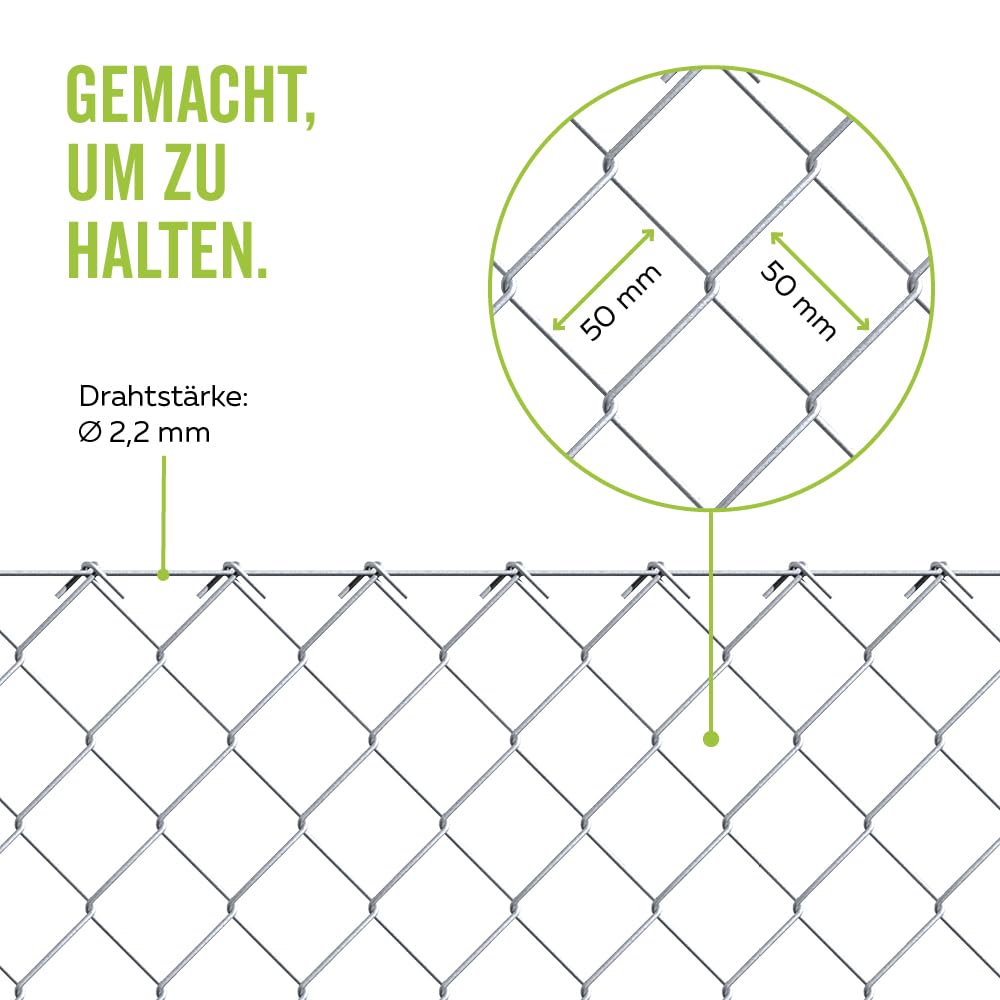 Alberts 604929 Maschendraht-Geflecht | verschiedene Längen und Höhen - wahlweise in verschiedenen Farben | verzinkt | Höhe 100 cm | Länge 10 m