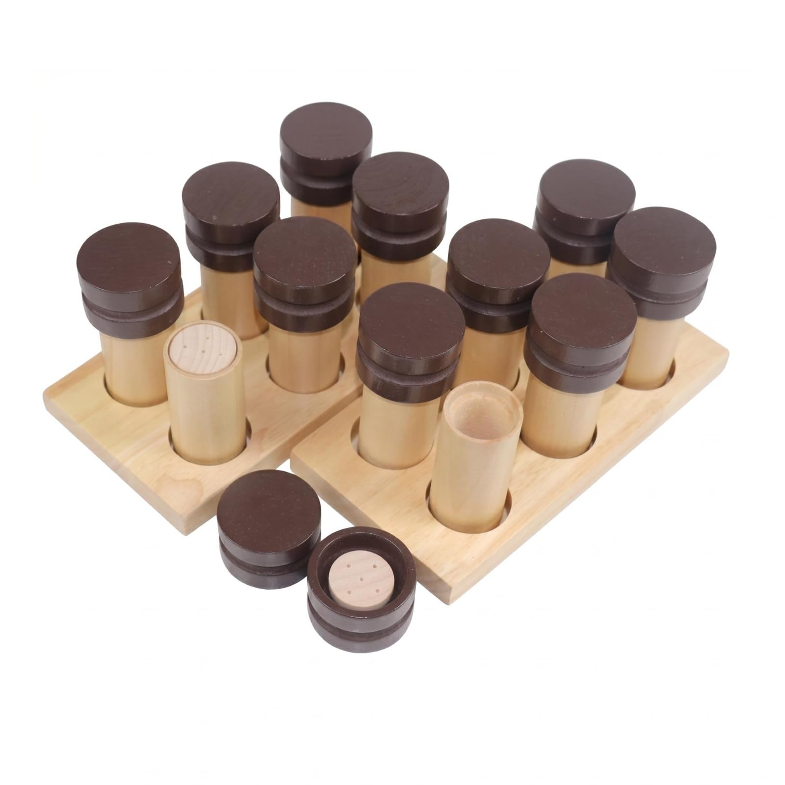 Kinder Riechzylinder Holz Lernspielzeug Geruchsübung Zylinder Spiel mit Handpolierter Holzoberfläche für Ruhige Übungen Unterstützt Geruchsdifferenzierung Und Vergleich für Raum Kita