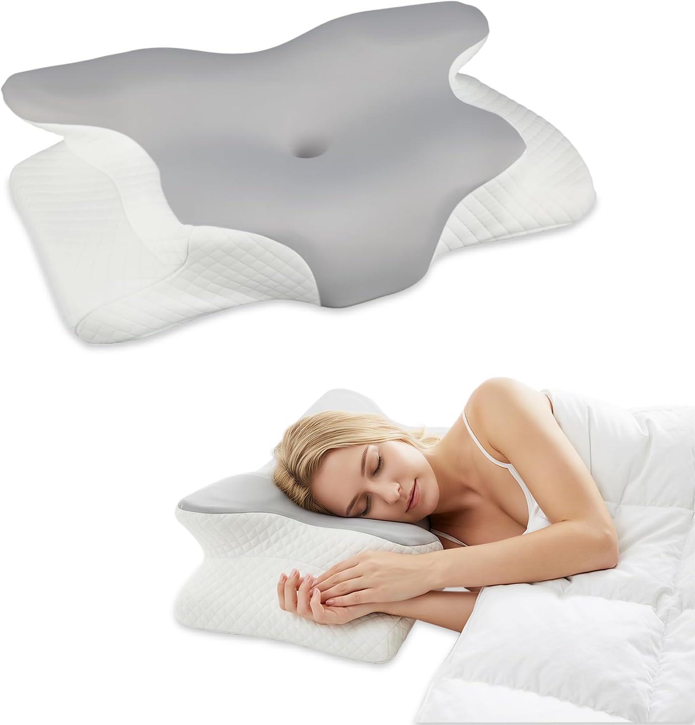 Neck Pillow for Pain Relief, Ergonomic Side Sleeper Pillow for Neck Support, Odorless Orthopedic Contour Memory Foam Pillows, Bed Pillow for Back Stomach Sleeper (Pillows)