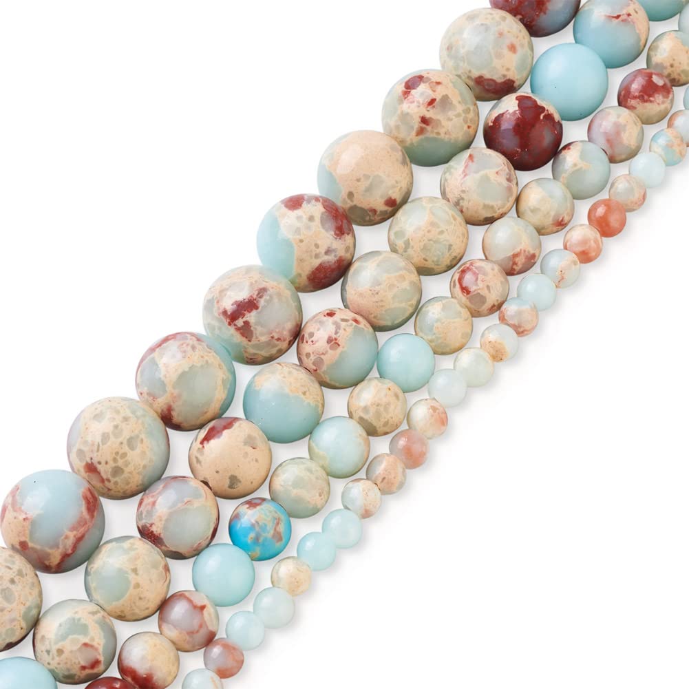 Cheriswelry 4 Strands Synthetic Imperial Jasper Beads Strands Round Ball Loose Beads Healing Energy Stone for DIY Jewellery Bracelet Making