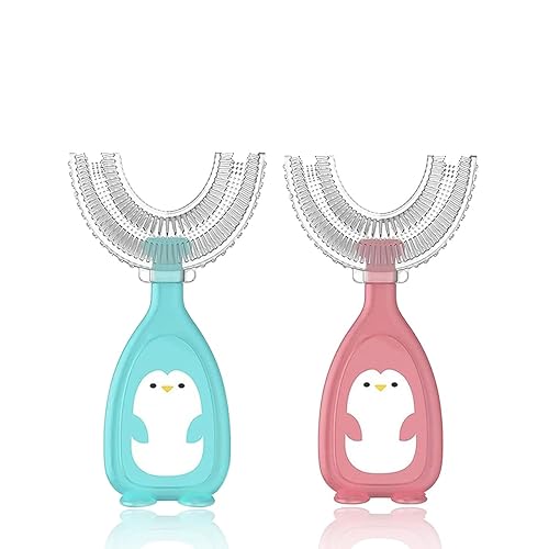 CUKEYOUZ Cepillos de dientes en forma de U para niños pequeños, cepillo de dientes en forma de U, cepillo de dientes en forma de U, cepillo de