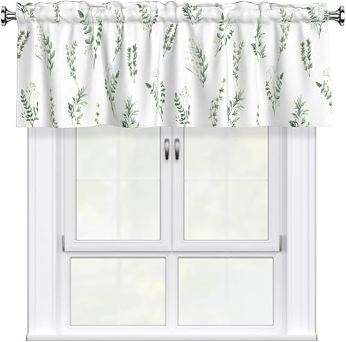 Miniatura 49 de Cenefa navideña para ventana - Cenefa de cortina de muñeco de nieve con bolsillo para varilla, árbol de Navidad, copo de nieve, tratamiento rojo