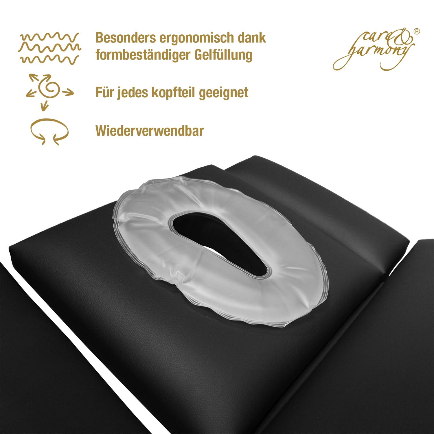 care & harmony Gesicht-Gelkissen für die Kopfstütze oder Nasenschlitze der Massageliege und Therapieliege, waschbar und pflegeleicht, 1 Stück
