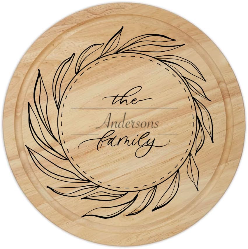 Personalised Chopping Board Cheese Board Wooden Cutting Board Wedding Gift Laser Engraved Housewarming Gift Custom Anniversary Mothers Day Gift for Couples & Families (Flower Frame 1)