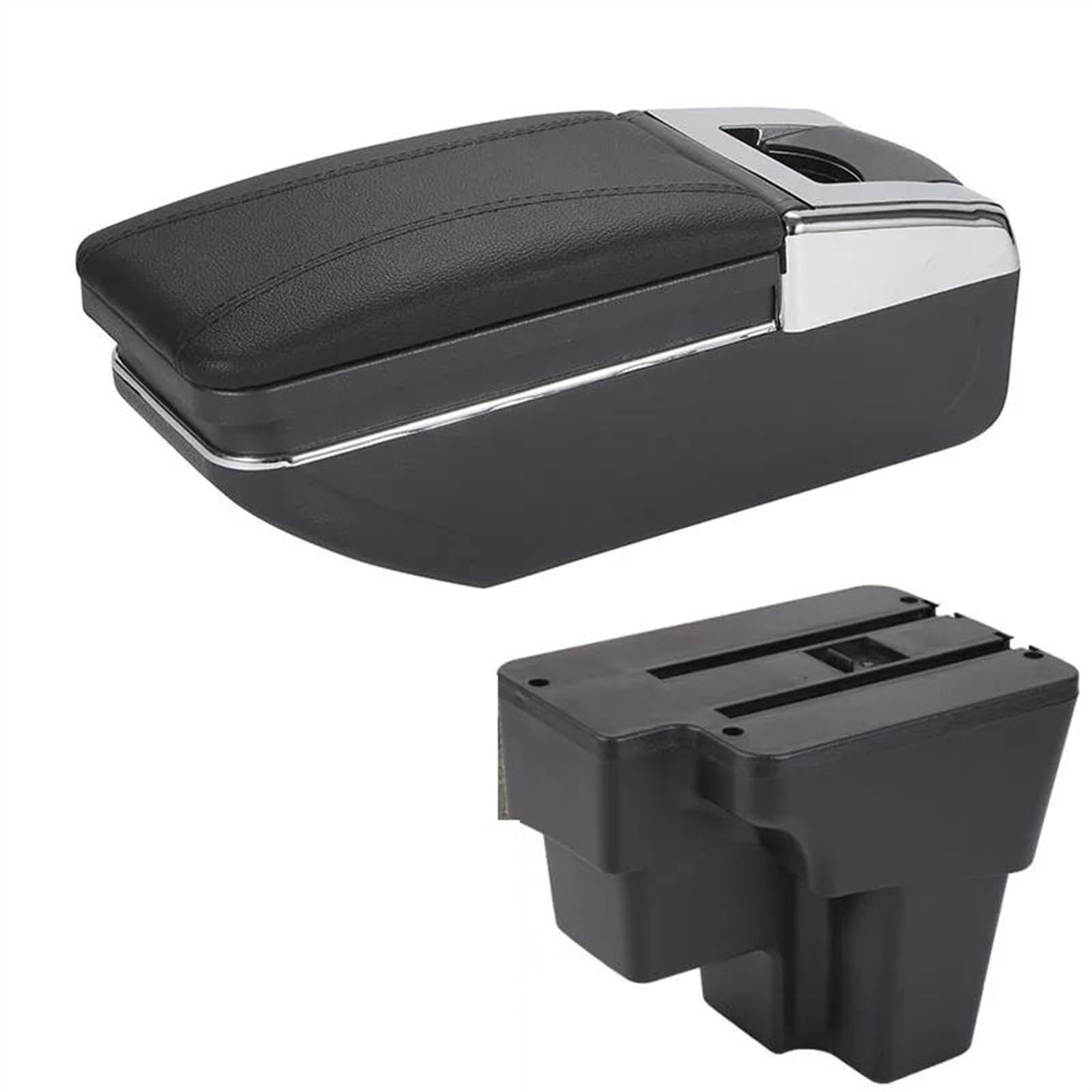 NOHEEU Armrest Box Car Europe South Retrofit Parts Storage For STONIC For Cerato For RIO 2015-2022(C2 Black line No USB)