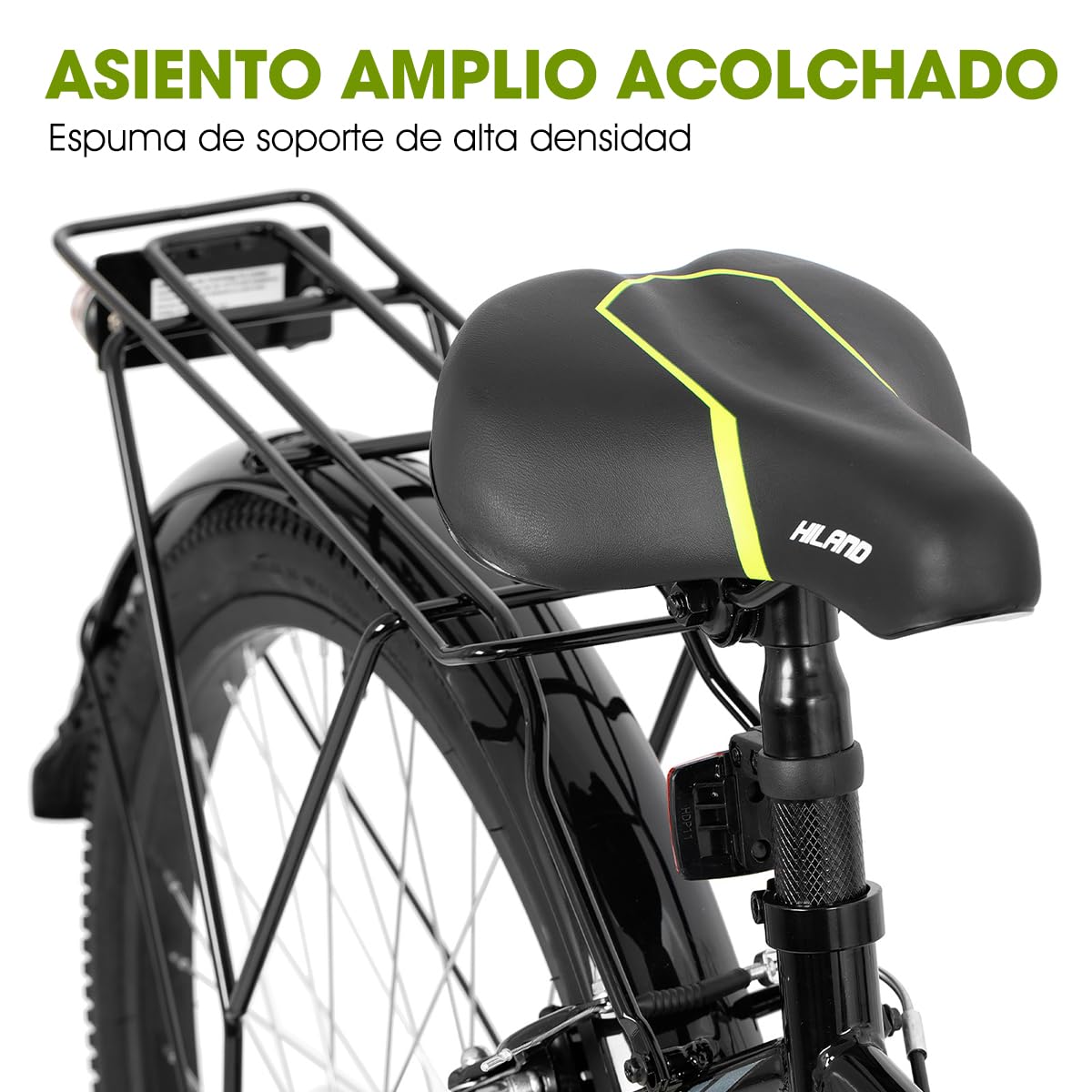 HILAND Bicicleta de Montaña Infantil 24”, para Niños y Niñas 7-11 Años, Cambio 6 Velocidades, con Soporte, Color Negro
