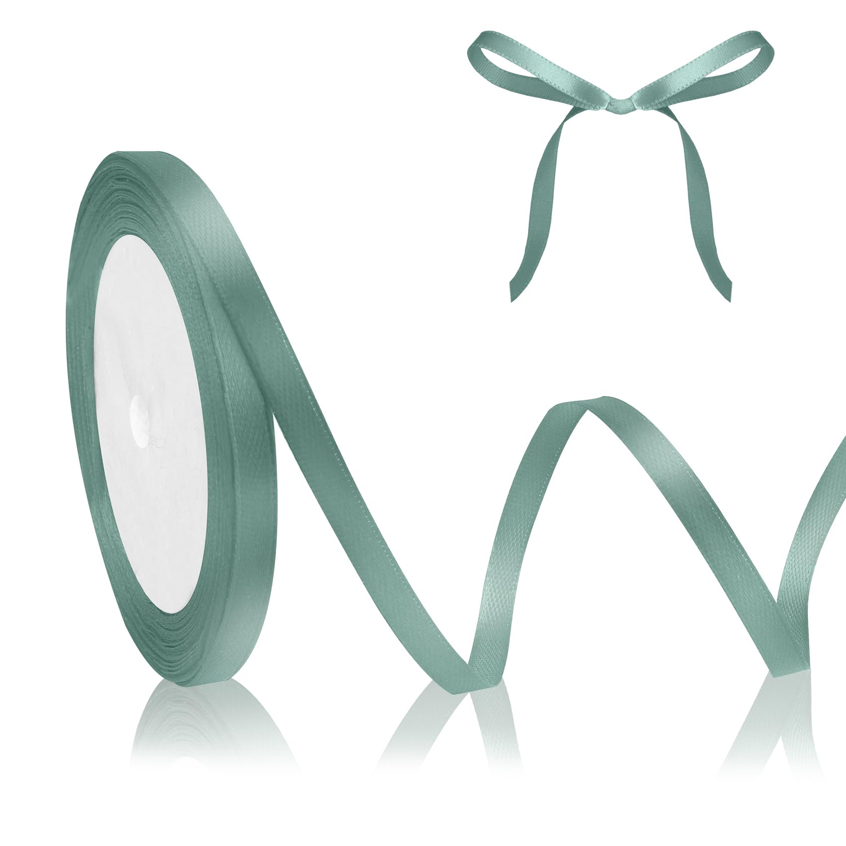 Altgrün Satinband Schleifenband Grün 23m, 6mm Breite, Geschenkband Grün Dekoband Hochzeit, Stoffband für Basteln Halloween Weihnachten Taufe Geburtstag Geschenkverpackung Deko Salbeigrün Seidenband