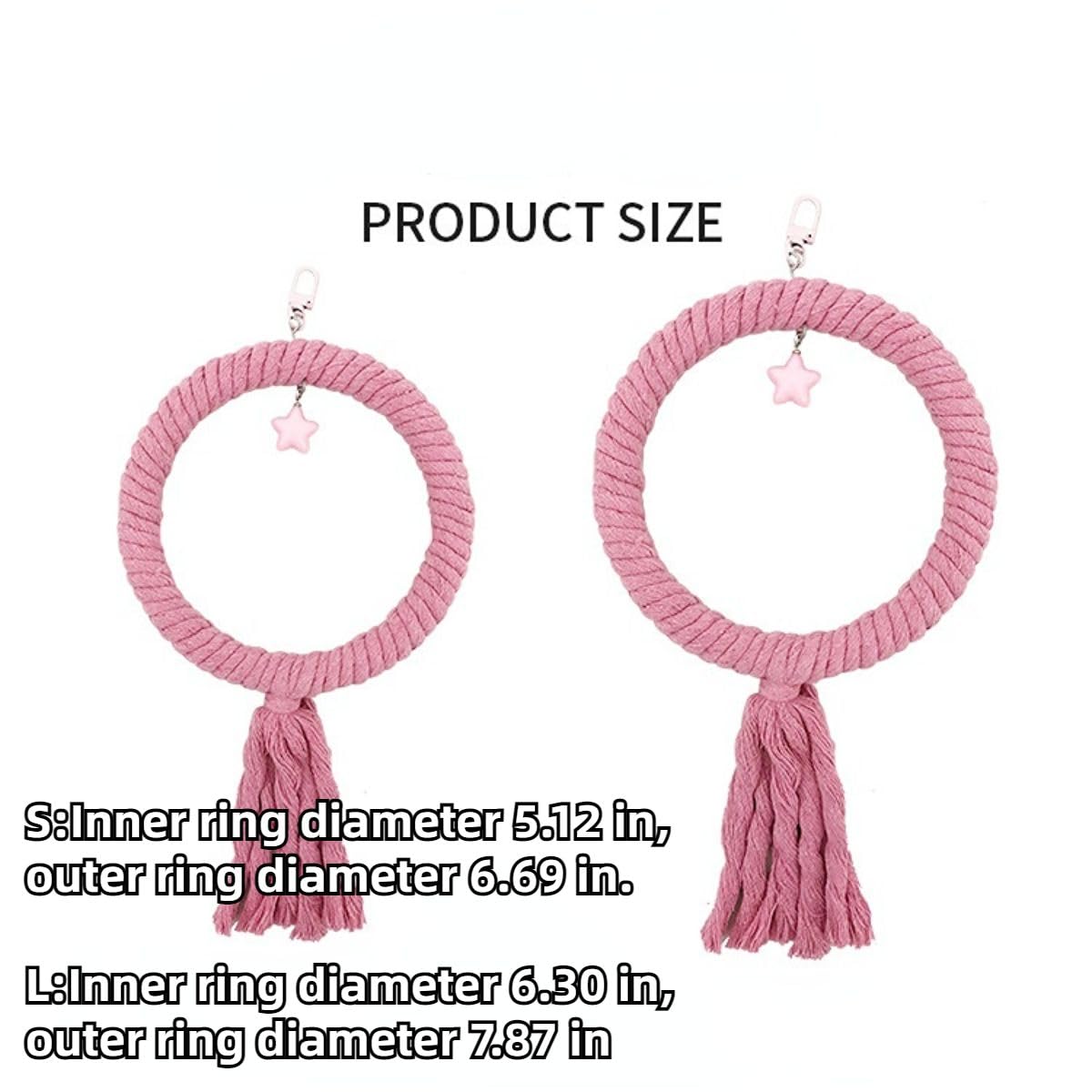 Cotton Rope Bird Swing for Bird Cage, Hanging Bird Perch Parrot Toys, Bird Cage Accessories for Small Birds Including Parakeets, Cockatiels, Conures, Lovebirds, Budgies (Colorful,L)