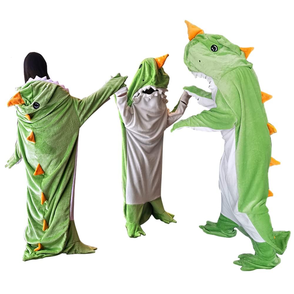Wearable Dinosaur Blanket Hoodie Animal Sleeping Bags for Women Men Adult Soft Cozy Gifts(L Fit for Height 5'1"-5'5")