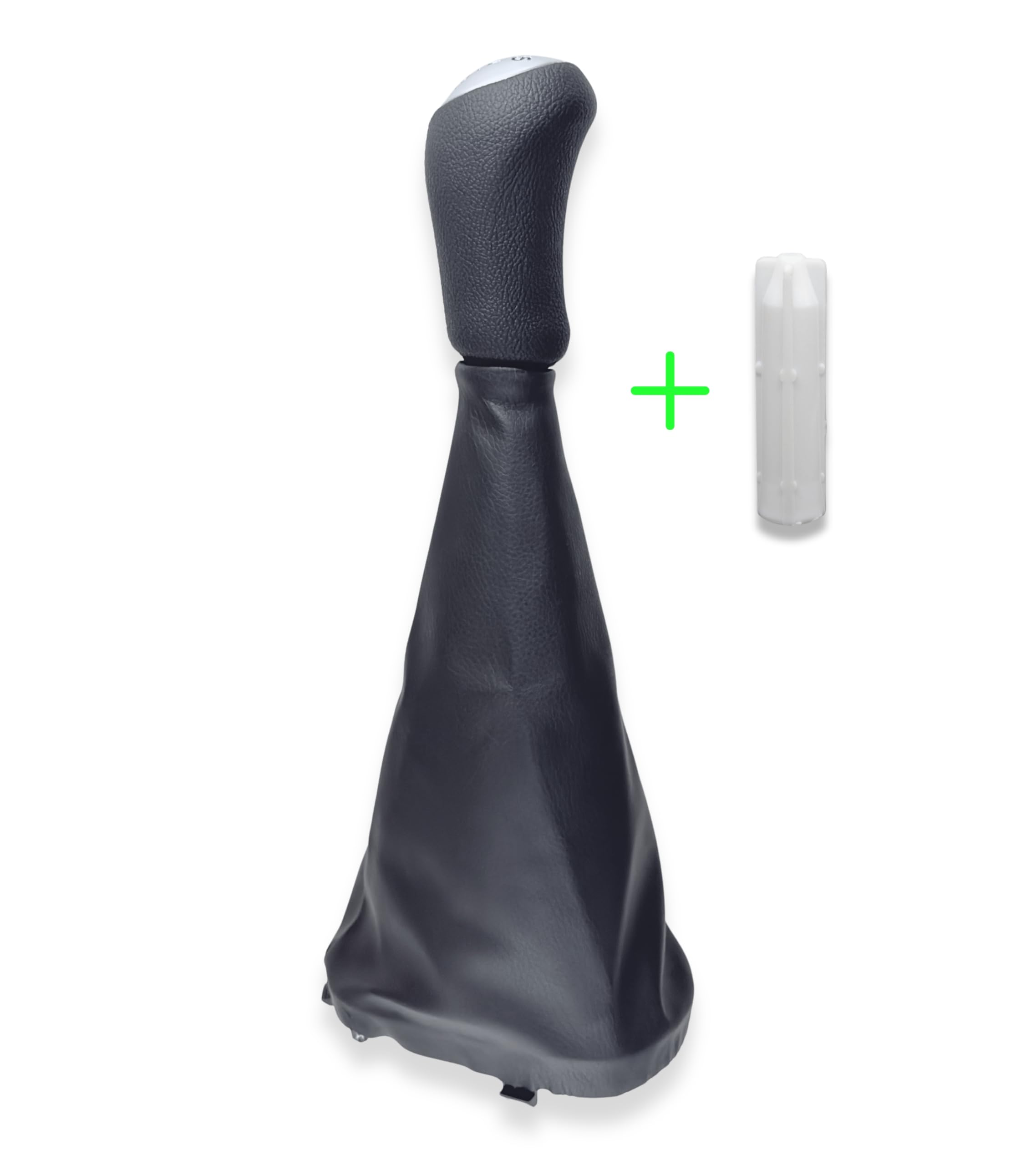 1neiSmartech Kit Schaltknauf 5 Gang und Schaltsack mit Ring kompatibel mit Dacia Logan MCV II 2013-2022, OEM 969356242R, Set Farbe Schwarz mit schwarzen Nähten