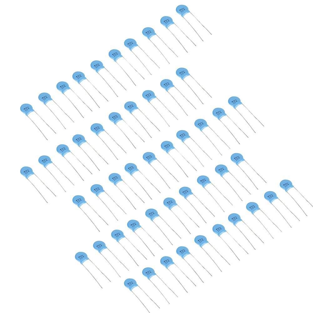 Broco Capacitor 100nf, 50Pcs 1000V 104M 0.1uF 100nF 1000V haute tension disque en céramique Set Capacitors