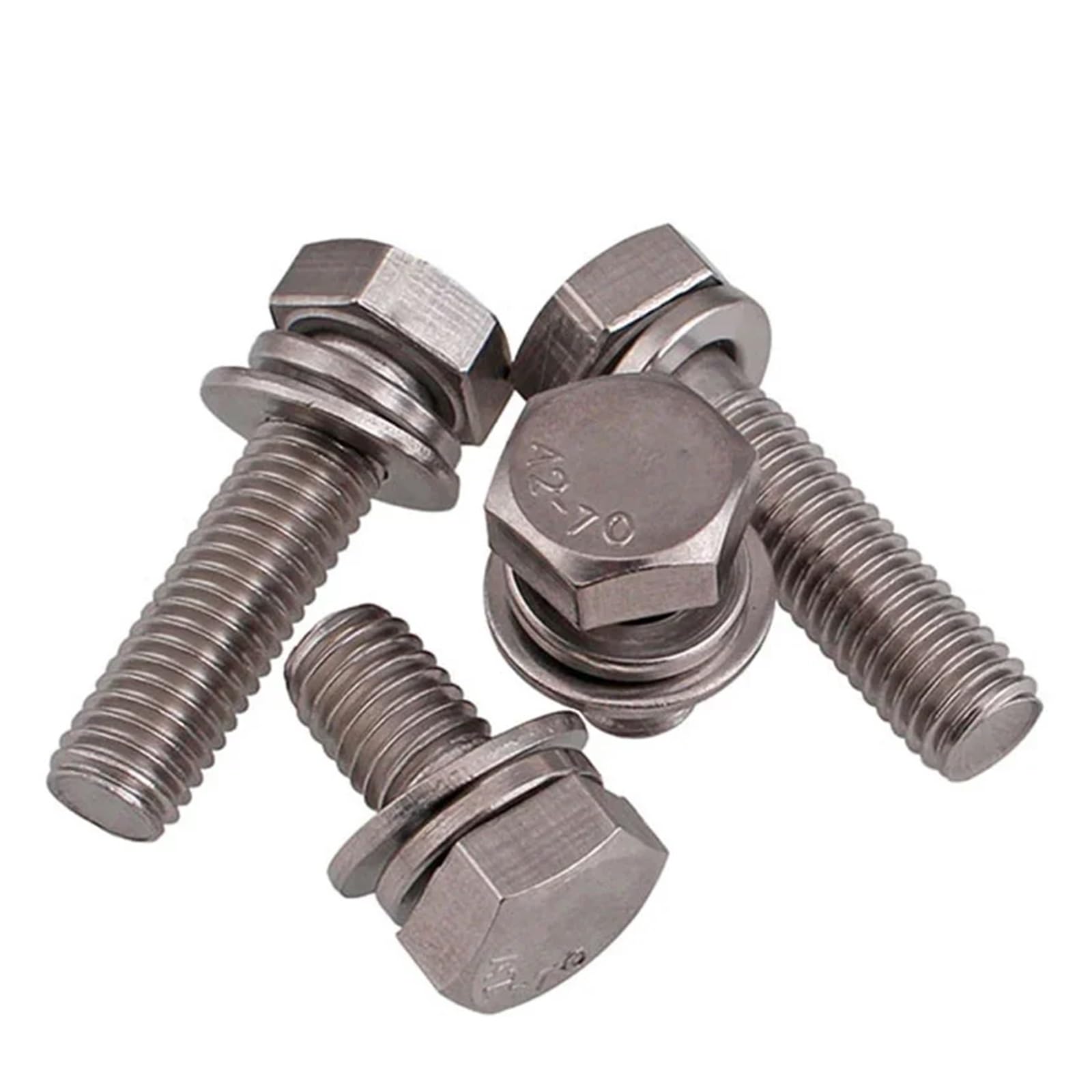 5-50 Szt. M5-0,8 304 Śruby Z Łbem Sześciokątnym Ze Stali Nierdzewnej Płaskie Podkładki Sprężyste A2 70(M5 X 10mm-50pcs)