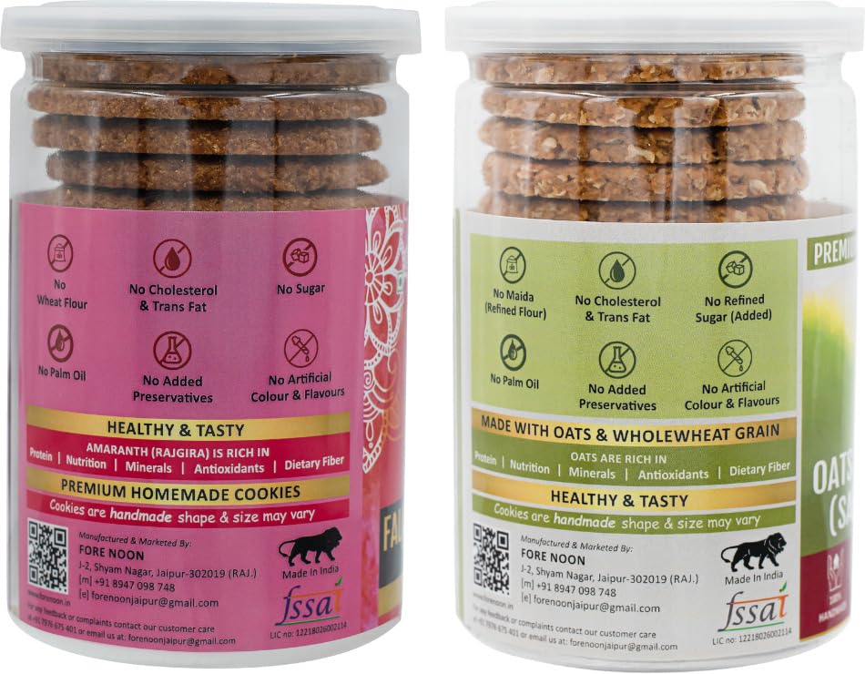 Fore Noon Oats Jeera Ajwain (Salty) & Vrat Special Falahari Cookies (356 g, Pack of 2) 1