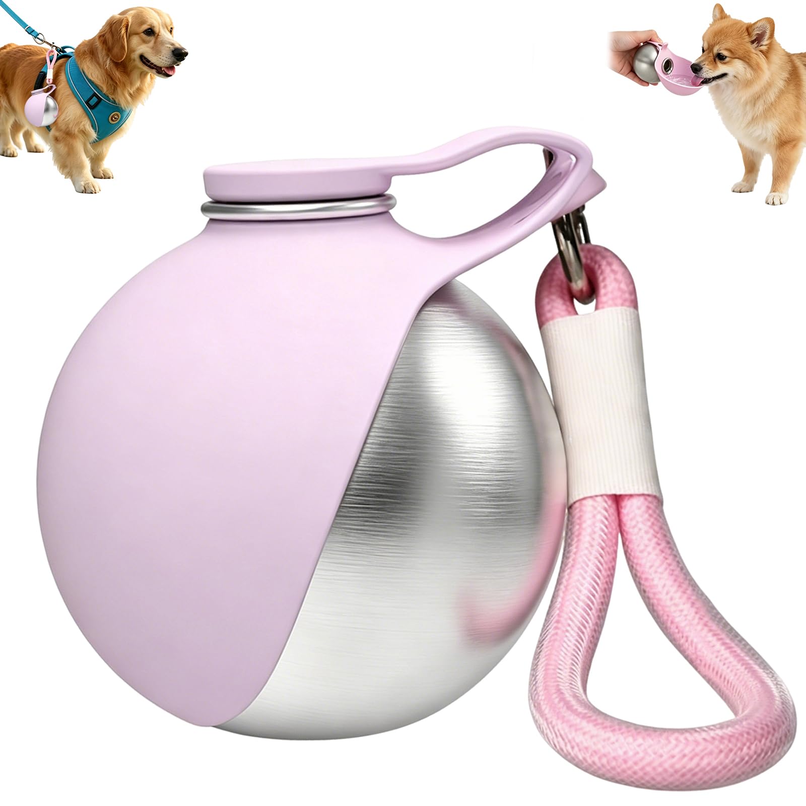 2 in 1 Portable Dog Water Bottle, 285ML Leak Proof & Compact Dog Travel Water Bottle, Stainless Steel Bottle & Silicone Bowl, Ideal for Walking Hiking Small Dog