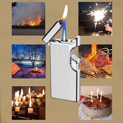 Miniatura 4 de JEOKWMS Encendedor de antorcha de recambio de butano, encendedores fríos de doble llama para velas, cocina, barbacoa, regalos de campamento para