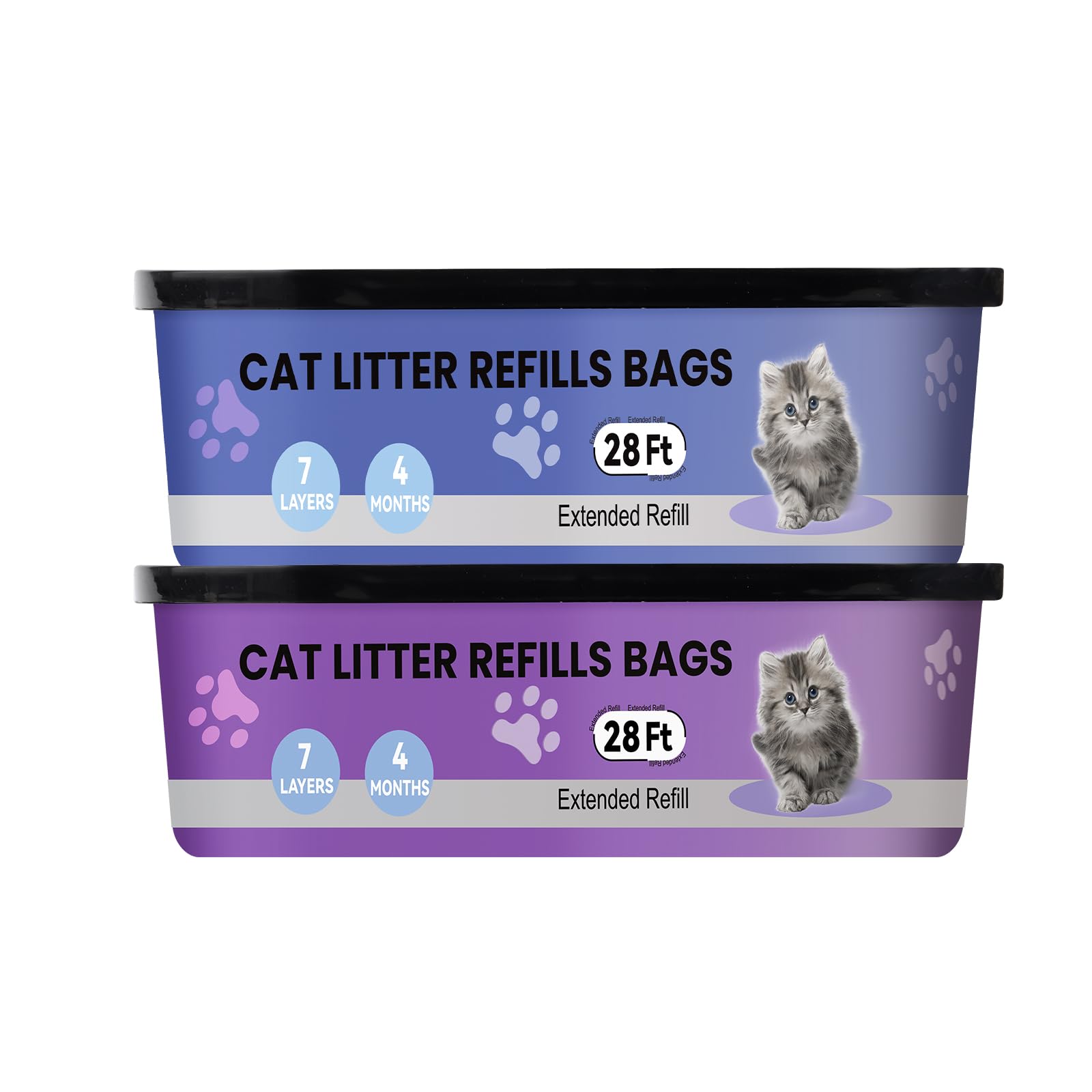 compatibles Litter Genie Standard, Plus,XL,Style para Cubos de Arena para Gatos, Bolsas de Recambio para Arena para Gatos, Control Superior de olores,8.5M, Paquete de 2 Piezas