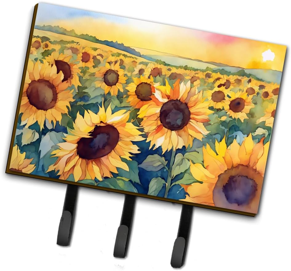 Caroline's Treasures Tennessee Iris in Watercolor Leash or Key Holder Wall Hooks, Key Hooks Holder, Coat Rack Wall Mount, Coat Hooks, Hooks for Hanging Keys, Towels, Aprons, Leashes