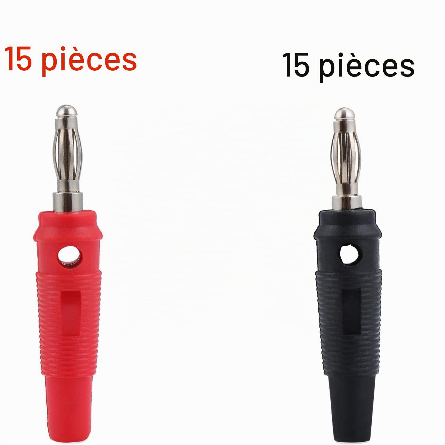 RUNCCI-YUN 30pièces fiche Banane,4mm fiche Banane, fiche Enceinte Audio Haut Parleur Connecteur,pour raccorder Les Enceintes HiFi, amplis, ampli-Tuners et chaînes stéréo Noir Rouge