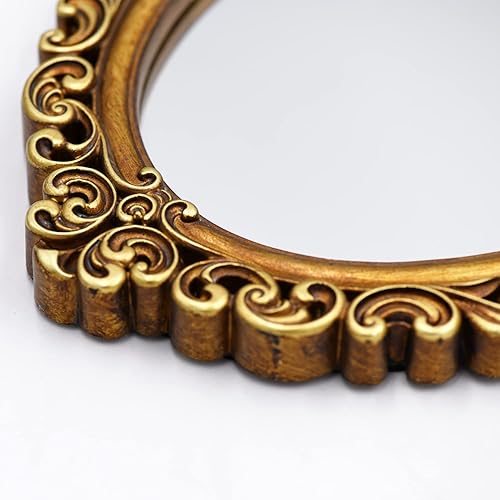 Miniatura 6 de OIGUMR Espejo de pared ovalado pequeño tamaño del marco de resina espejo de 15.7 x 11.2 pulgadas, espejo vintage para dormitorio, sala de estar,