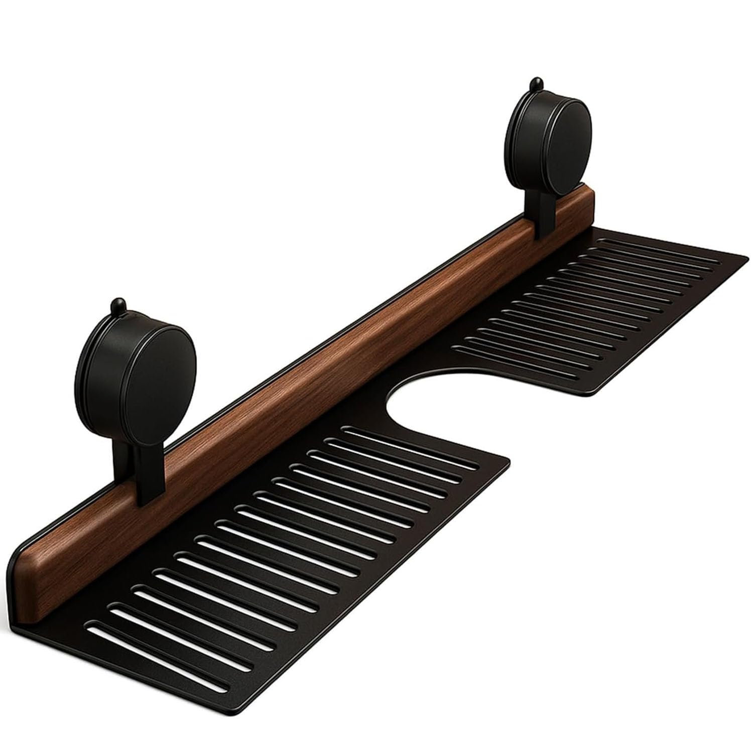 Étagère murale de salle de bain sans perçage, rangement flottant pour articles de toilette, amovible pour bouteilles et accessoires, parfaite pour l'organisation de l'évier, bois de noyer