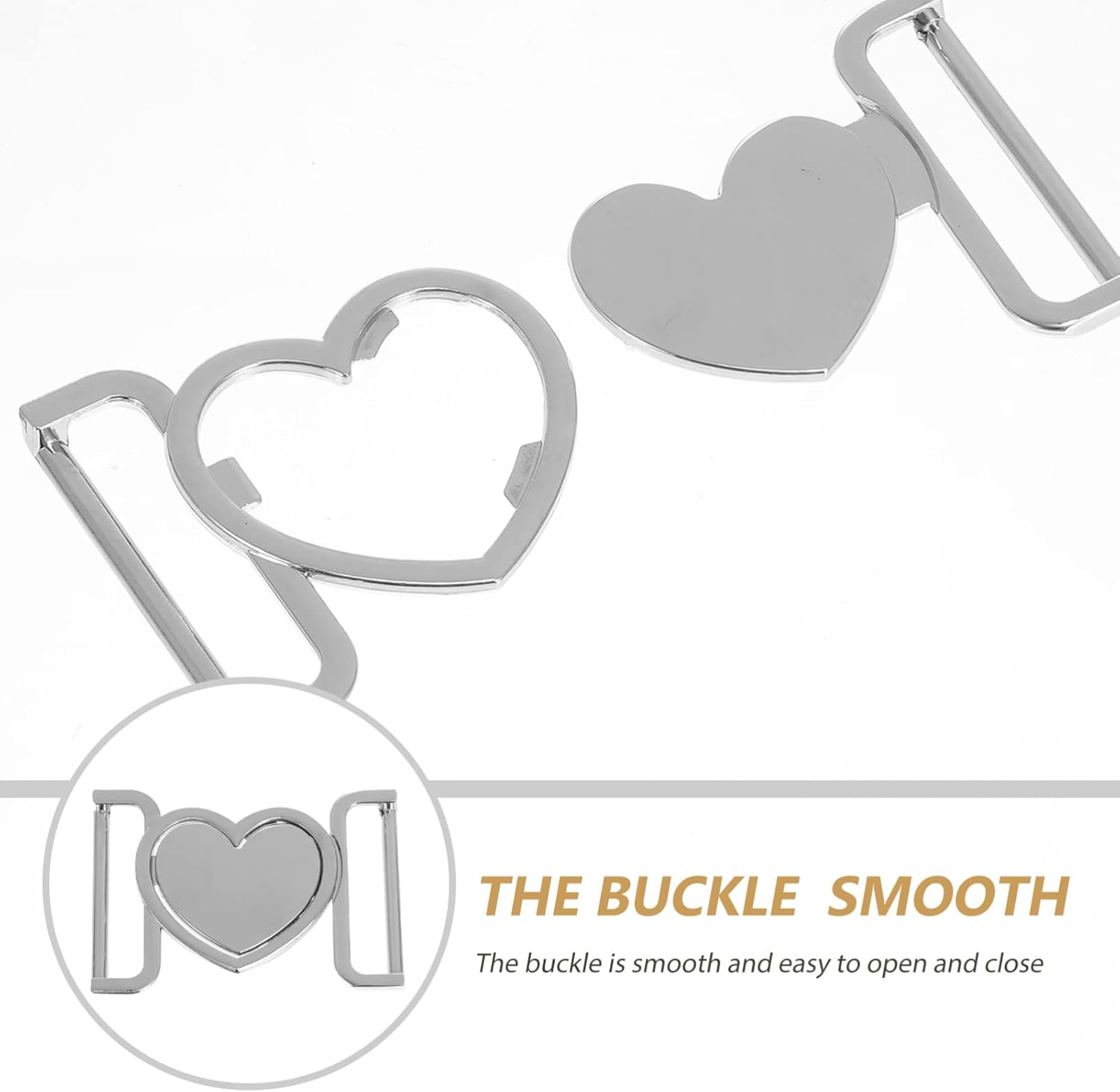 Ciieeo 3 Pack Metal Buckle Set Heart-Shaped Decorative Buckles for Women S Waist Belts Fashion Buckle Kit for Coats Jackets and Windbreakers - Image 6