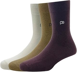 Peter England Mens Cotton Full Length Socks (Pack of 3) Cream, Khaki, Brown Price In India