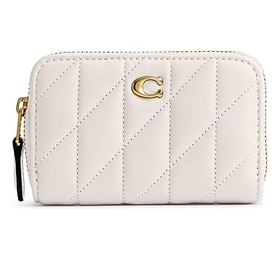 COACH Small Zip Around Card Case with Pillow Quilting Wallet Women