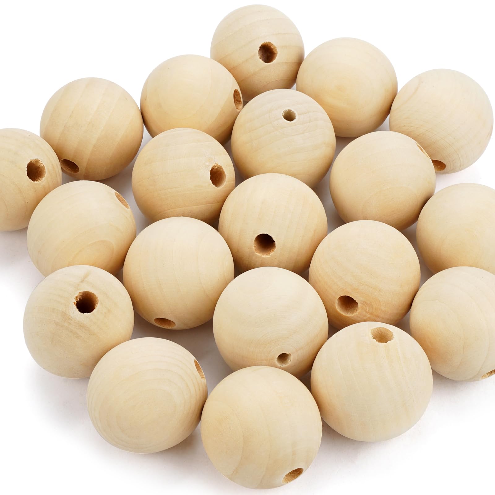Nexoria 8 Styles De Perles En Bois Avec Visage, 40 Boules En