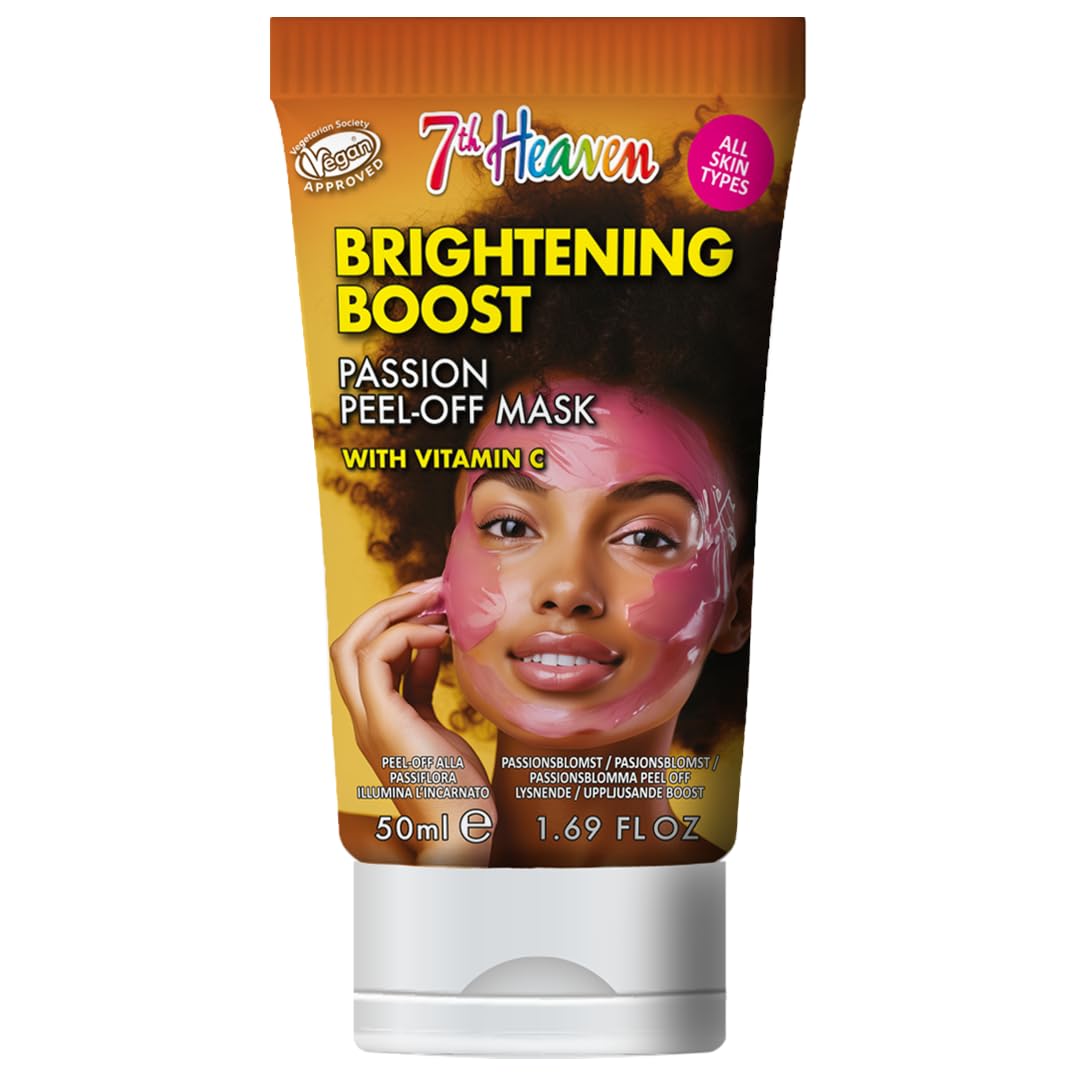 7th Heaven Passion Peel Off Face Mask with Vitamin C - 50ml Multi-Use Tube - Brightening Boost - All Skin Types