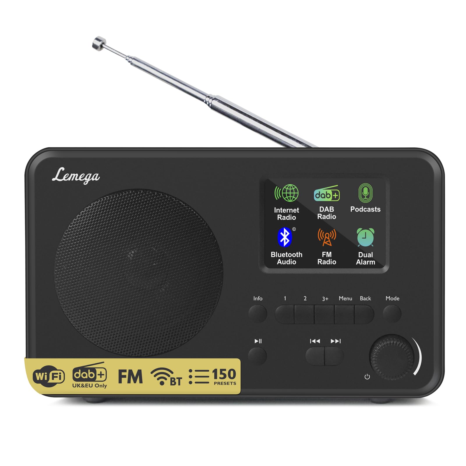 LeMega IR1S Internet Radio with Podcasts & Bluetooth –FM Radio, 150 Presets, Alarm Clock Radio, Compact Kitchen Radio with Full Colour Display, Mains or AA Battery Powered - Black-image-49