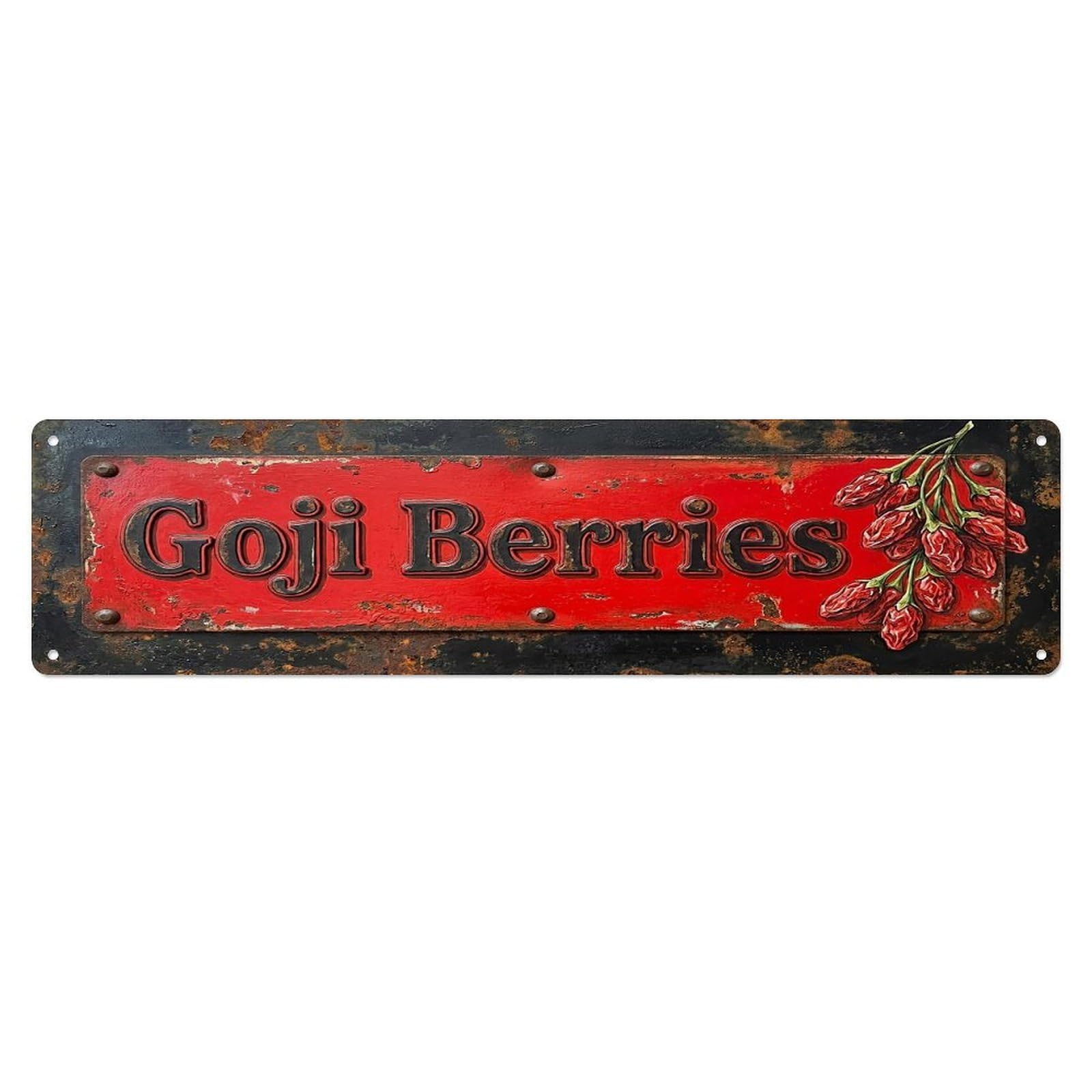 Vintage Goji Berries Dried Farmhouse Metal Tin Sign