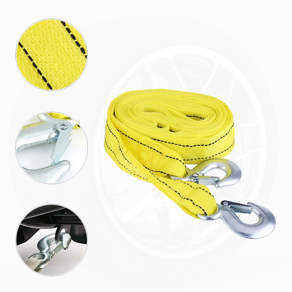 Sangle De Remorquage 5 Tonnes - 4 Mètres Avec Crochets | Pour Véhicule, 4x4, VTT