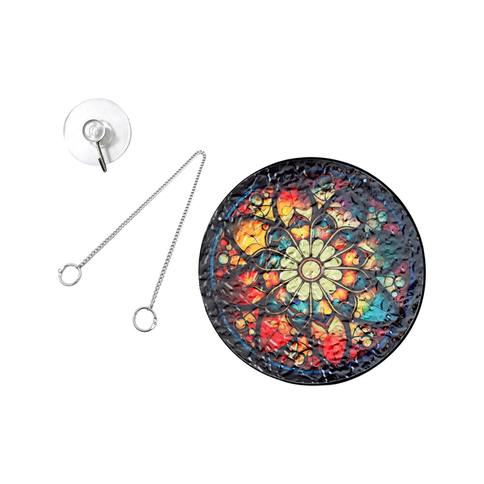 PIXZCSA Beautiful Flower Wall Art Decoration Stained Glass Window Hanging Panel For Memorial Gift Which Is Colorful Acrylic Glass Panel Decor Flower Hanging