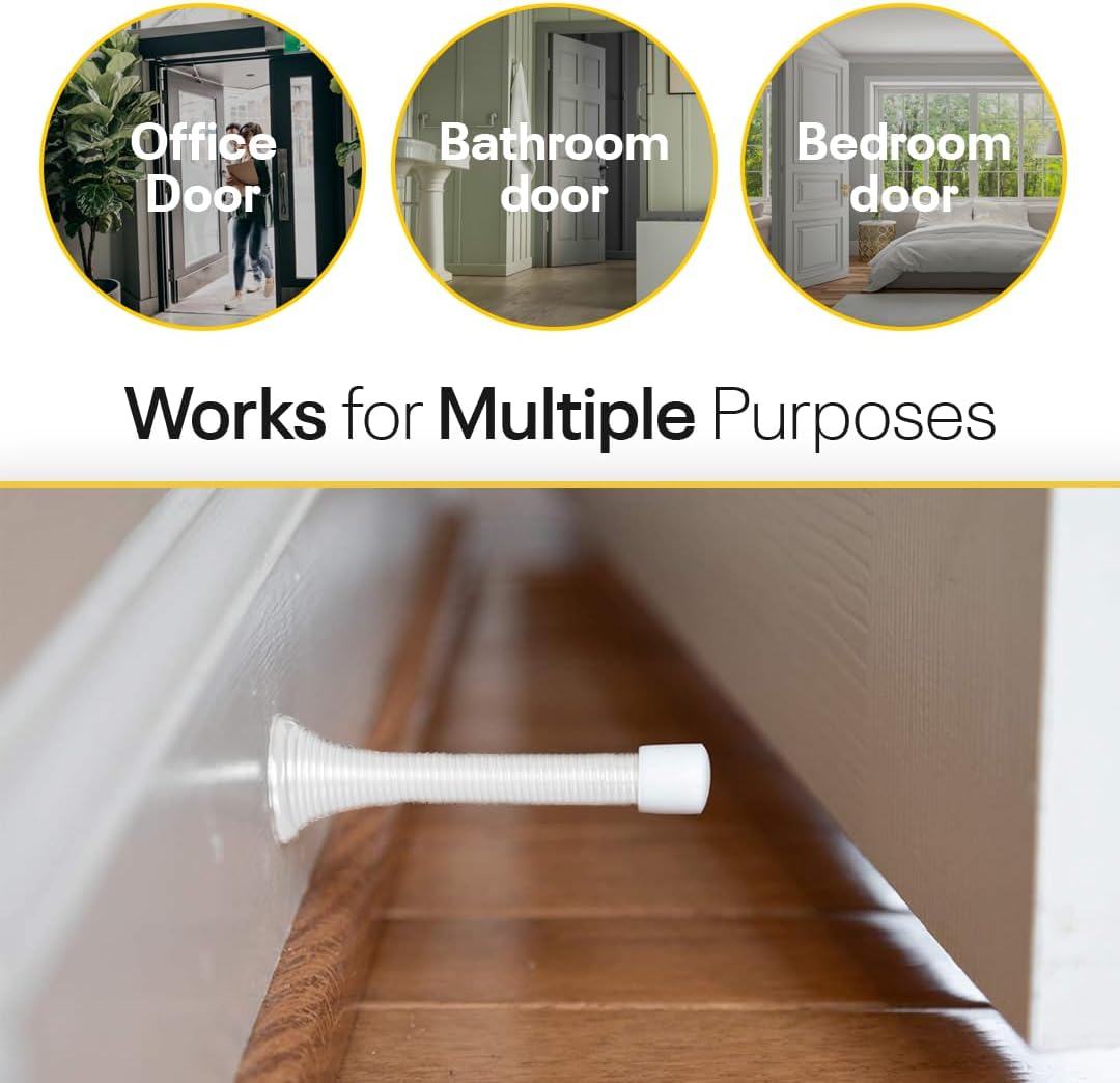 Door Stoppers for Wall – Spring Door Stopper – Door Stoppers – 3-1/4" – Door Stop – Pack of 4 – Door Stoppers for Bottom of Door – Doorstop – Door Spring – Door Stops for Wall – Home, Offices, Schools thumbnail
