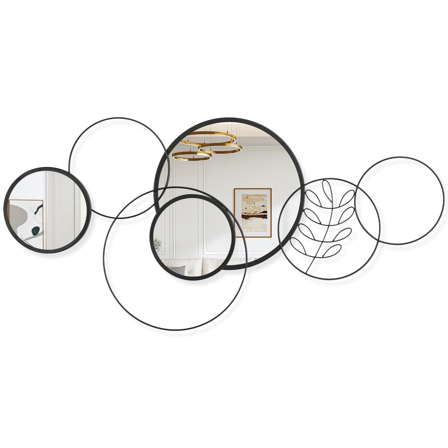 Hicarer 4 Specchi Decorativi Rotondi In Metallo Nero – Moderni Per Parete, 25-35 Cm - 3