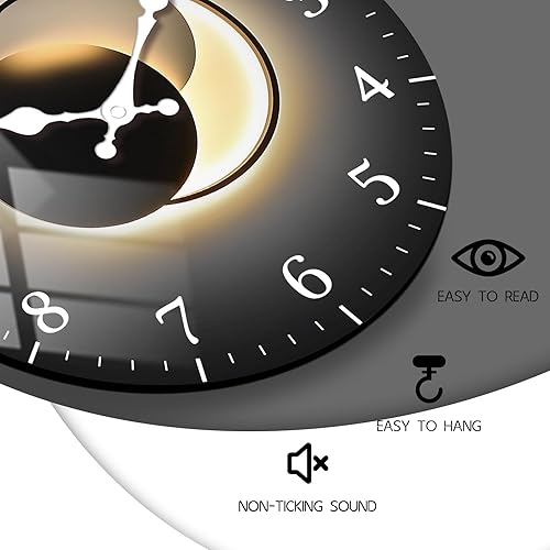 Miniatura 6 de Reloj de pared de oro negro de 10 pulgadas, moderno reloj de pared analógico silencioso sin tictac, reloj de pared pequeño de granja, funciona con