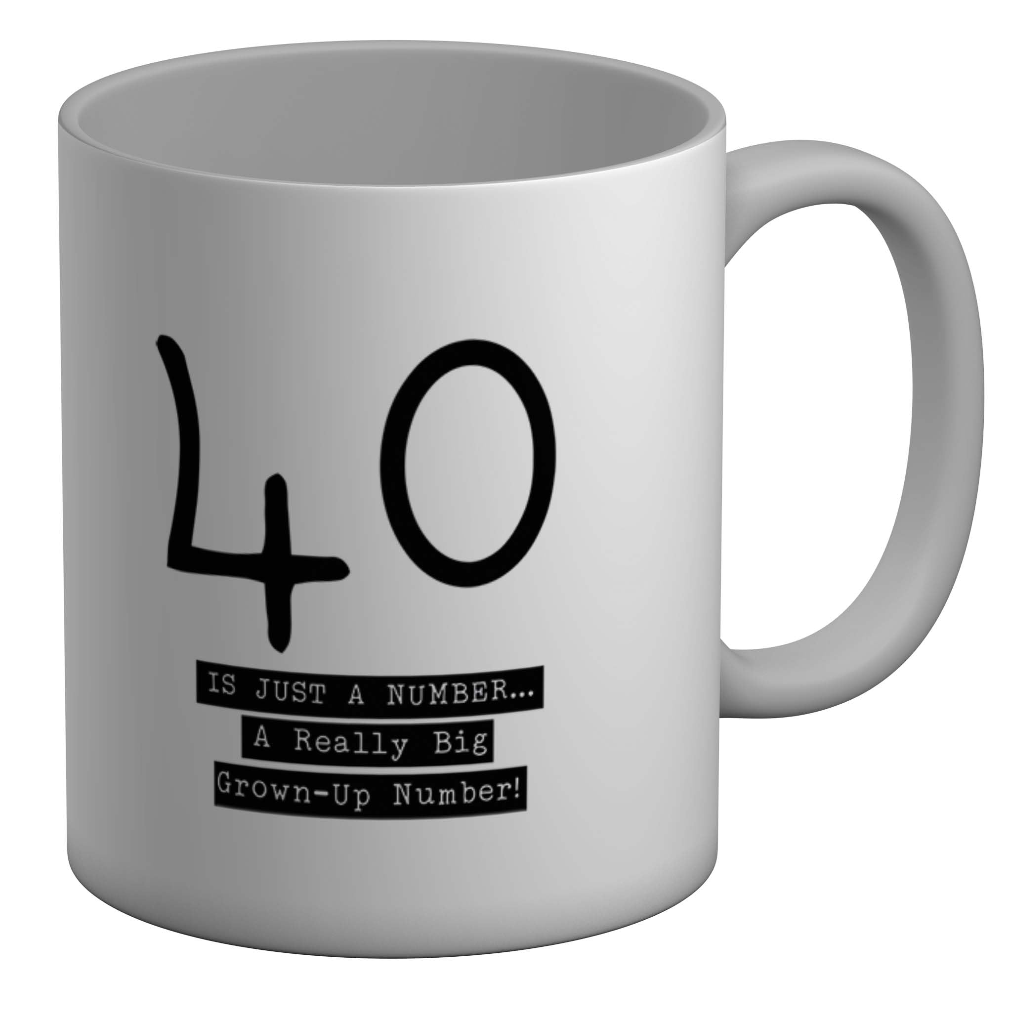 Shopagift 40th Birthday Mug Fourty 40 Big Grown Up Number White 11oz Large Ceramic Cup
