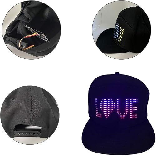 Miniatura 6 de Gorra LED, control de aplicación multilingüe, sombrero iluminado (texto, música, imagen, dibujo) para fiesta, club, Navidad, Halloween