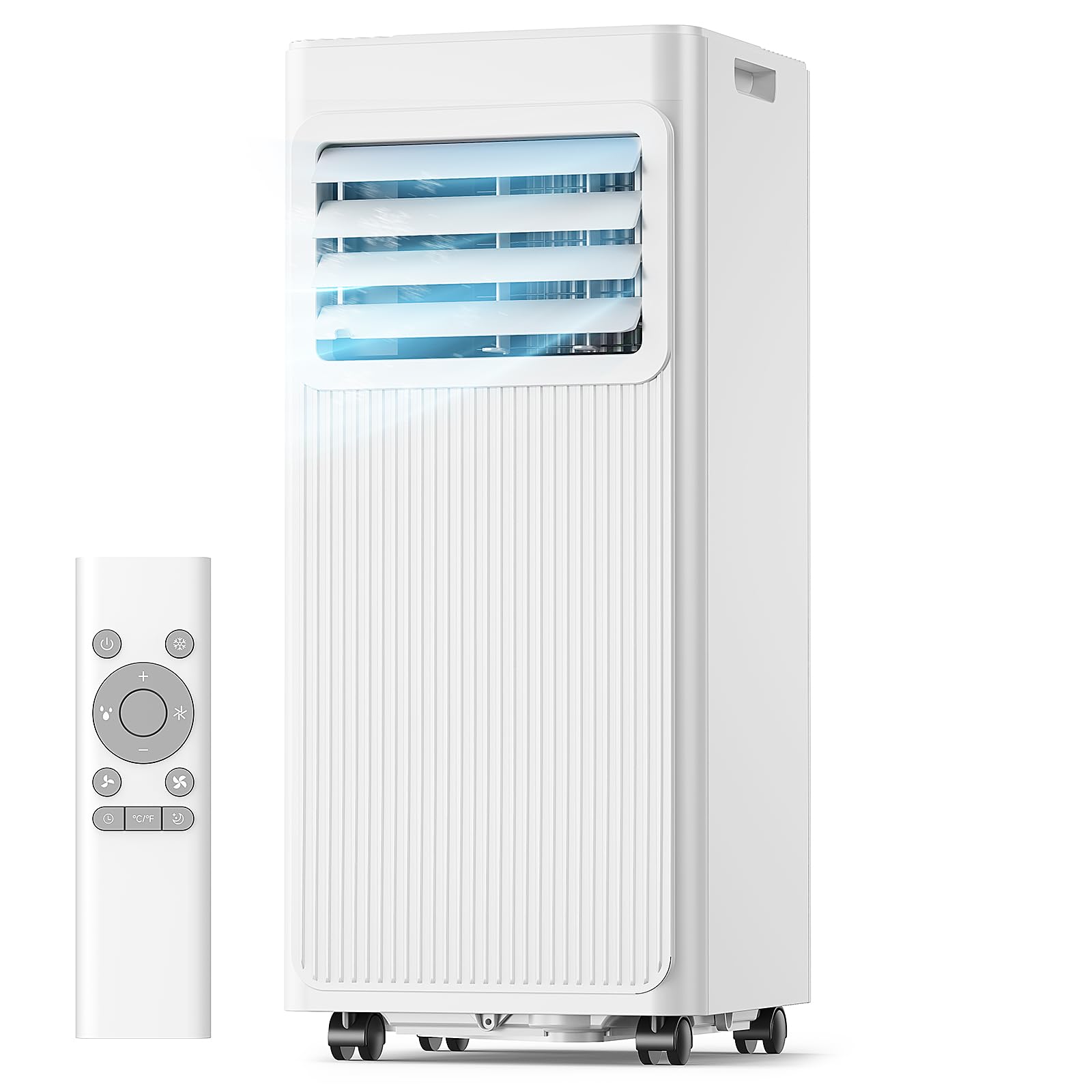 7000 BTU Mobile Klimaanlage 4-in-1, Ventilator und Luftentfeuchter, 19 l, leise mit 24-Stunden-Timer – Abluft- und Dichtungsset für Fenster – bis zu 25 m²(weiß)