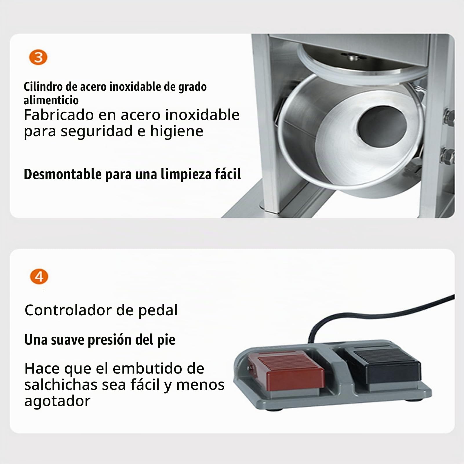Maquina De Embutir, Embutidora Electrica De Chorizos, Máquina Para Embutir Salchichas De Acero Inoxidable, Con 3 Tubos De Relleno, Capacidad De 3 l, Control Con El Pie, 220v