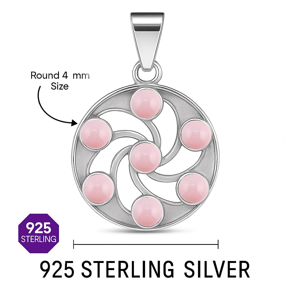 Pendentif en argent sterling 925 avec pierres précieuses rondes naturelles pour femme, collier fait main de style bohème