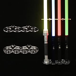 HHUXIUE Lightsaber Stand Lightsaber Rack Wall Vertical Display Lightsaber Stand Light Saber Wall Mount Holder(Transparent 4 Holes)