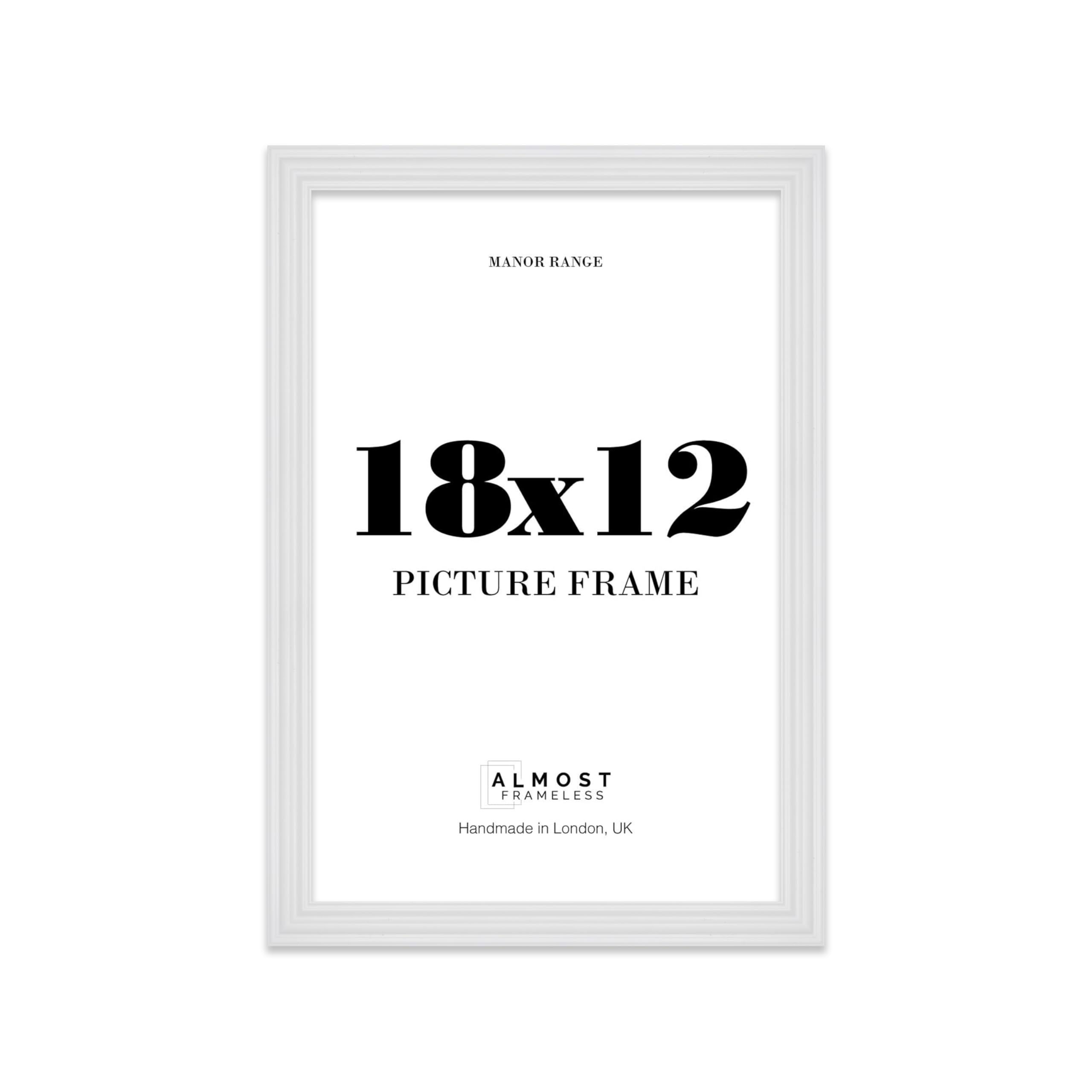 18x12 Picture Frame, Display 18x12 Pictures (30.5 x 45.7cm) - Ice White Luxurious 42mm Edge Ideal for Home Gallery Display - 1 Pack