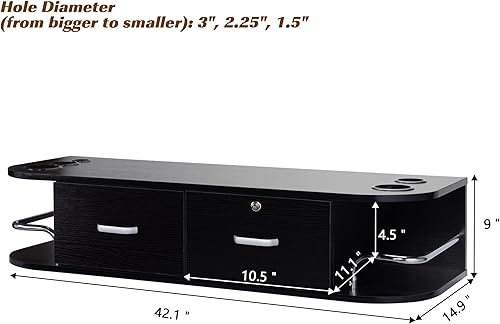 Miniatura 4 de Estación de montaje en pared de peluquería, estación de peluquería moderna con 2 cajones y 5 soportes para herramientas, juego de equipos de